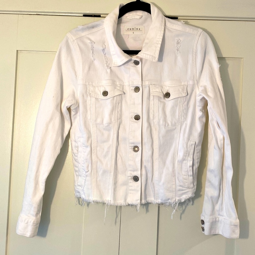 eunina white distressed jean jacket